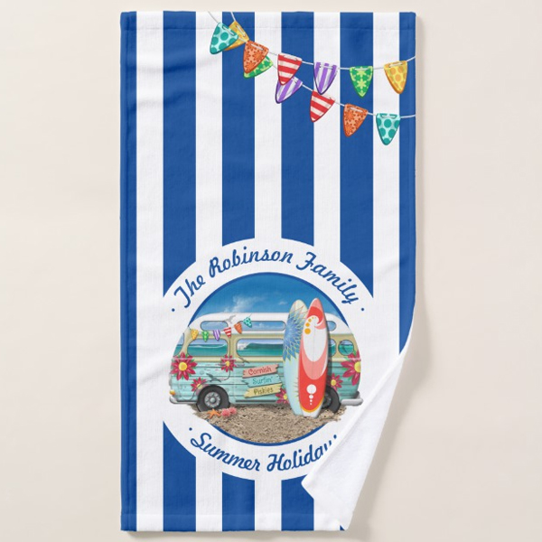 Nautical Summer Beach Surfer Camper Van Bath Towel Set - Image 2