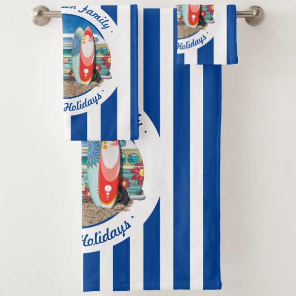 Nautical Summer Beach Surfer Camper Van Bath Towel Set