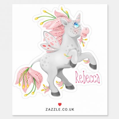 Alternative view of Personalised Funky Pink Fairy Flower Unicorn Sticker