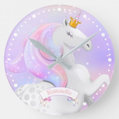 Pastel Unicorn Princess Clock