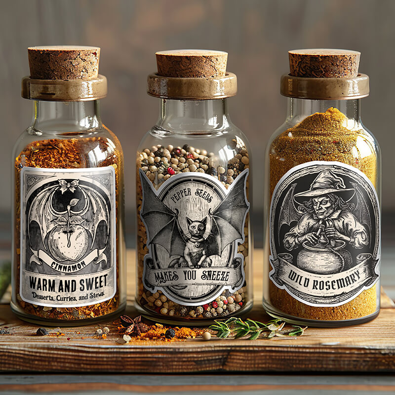 Wizard Witch Potion Bottle Halloween Spice Labels