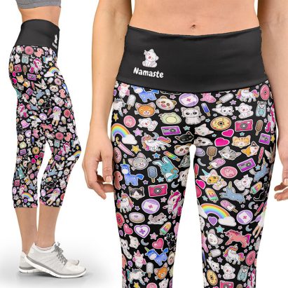 Personalised Japanese Decora Kawaii Capri Yoga Leggings