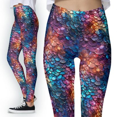 Wet Look Mermaid Fish Tail Fantasy Scales Costume Leggings