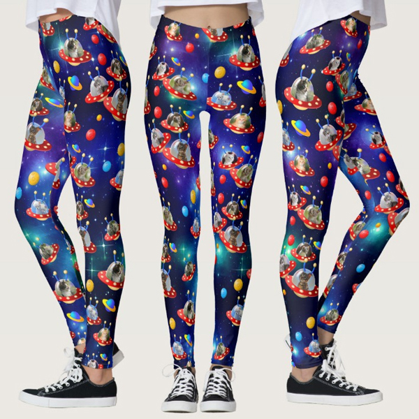 Cosmic Kittens in a UFO Sci-fi Scene Leggings