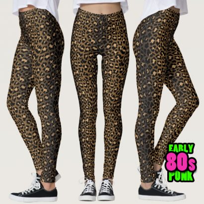 80s Punk Rock Natural Colour Leopard Print Leggings