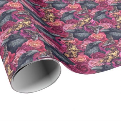 Dusky Raven Evermore Gothic Roses Wrapping Paper