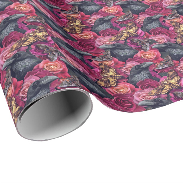 Dusky Raven Evermore Gothic Roses Wrapping Paper