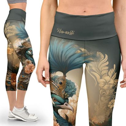 Personalised Green Anthropomorphic Peacock Capri Leggings