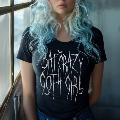 Goth Girls Bat Crazy Gothic White Typography Plus Size T-Shirt