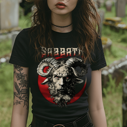 Gothic Sabbath Baphomet Goat Retro Death Metal 70s T-Shirt