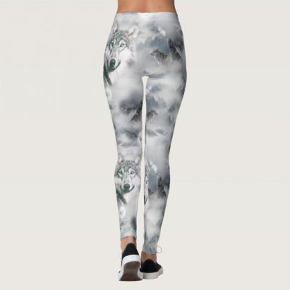 Alternative view of Wolf Moon Wolves in the Wilderness Snow Scene Leggings