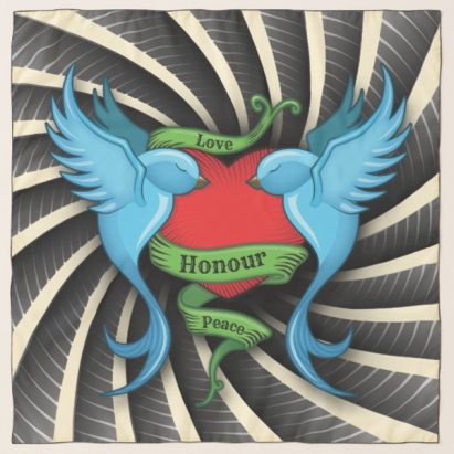 Bluebirds Swallows Rockabilly Tattoo Design Scarf