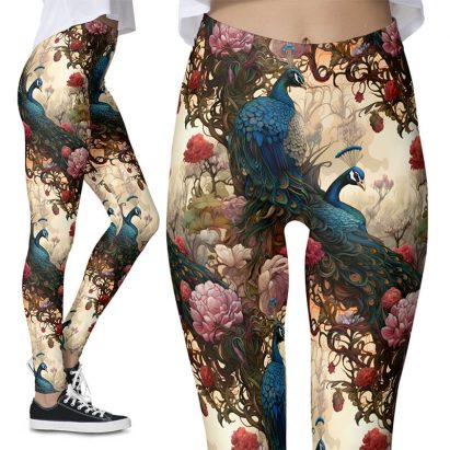 Vintage Victoriana Peacock Parisian Inspired Floral Leggings