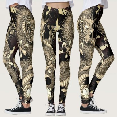 Splash Dragon Tattoo Tattooed Skin Effect Leggings