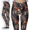 Vintage Gothic Lovers Floral Romantic Kissing Skulls Skeleton Leggings
