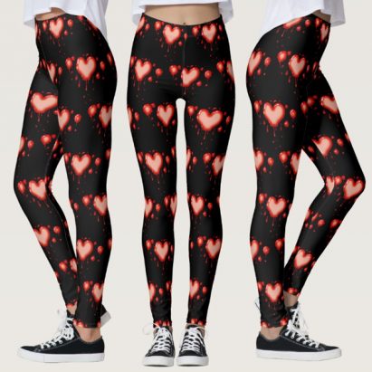 Alice's Queen of Gothic Bleeding Hearts Blood Red Leggings