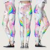 Large Princess Unicorn on Pink and Blue Leggings