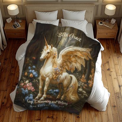 Classical Pegasus Winged Horse Unicorn Fleece Blanket