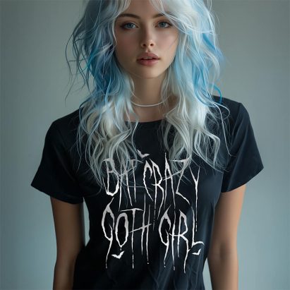 Classic Horror Gothic Bat Crazy Typography Goth Basic T-Shirt