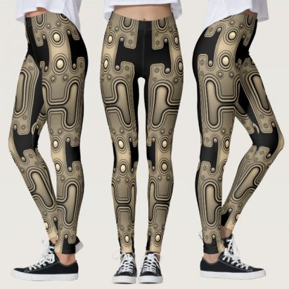 Sepia Mechanical Android Futuristic Robot Leggings