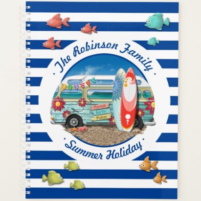Nautical Striped Beach Surfer Camper Van Holiday Planner