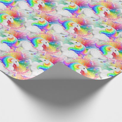 Alternative view of Starburst Unicorn Princess Rainbow Wrapping Paper