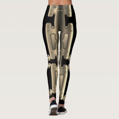 Alternative view of Mechanical Android Metallic Golden Robot Leggings