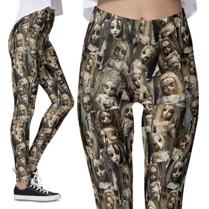 Gothic Creepy Haunted Doll Leggings