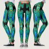 Green and Blue Mechanical Android Futuristic Robot Leggings