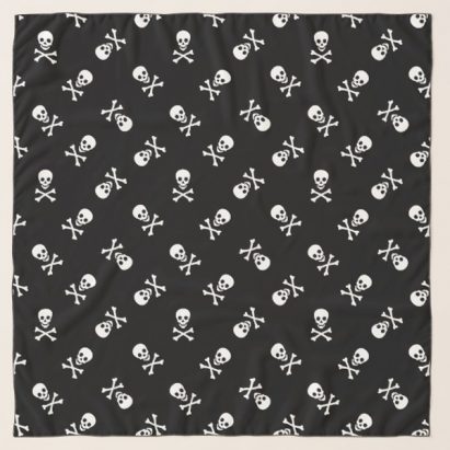 Rockabilly Skull and Crossbones Emoji Black Scarf