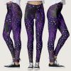 Gothic Purple and Black Feather Leggings
