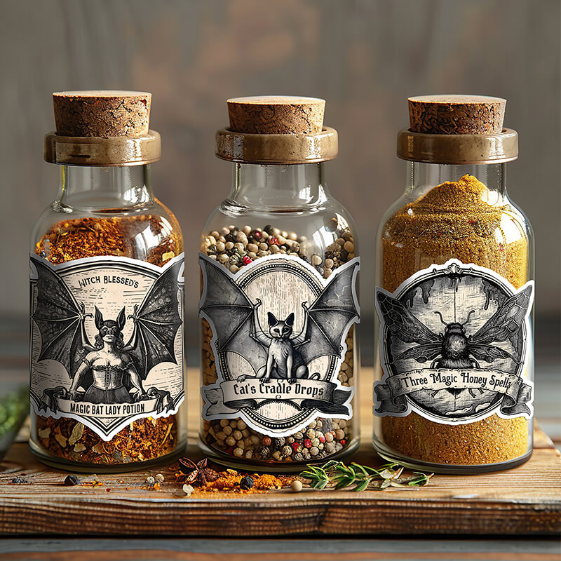 Witch's Pantry Spice Label Potion Bottle Stickers