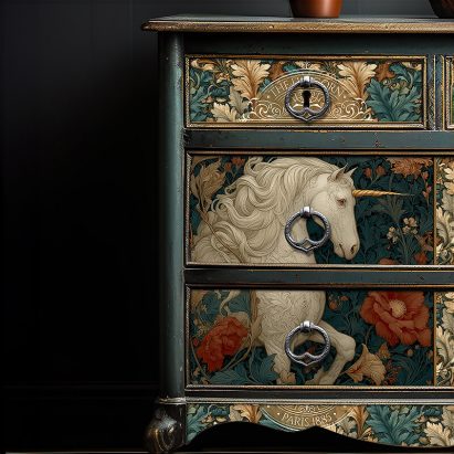 William Morris Style Unicorn Floral Tissue Paper