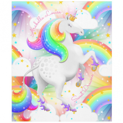 Magical Unicorn Princess Starburst Rainbow Fleece Blanket