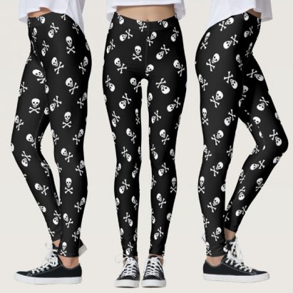 Rockabilly Gothabilly Pirate Skull and Crossbones Leggings