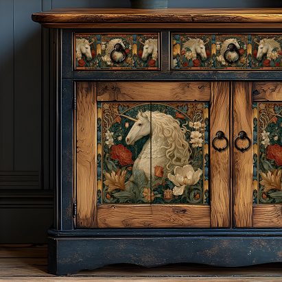 Medieval Floral William Morris Style Unicorn Tissue Paper