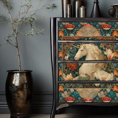 Jade And Gold Art Nouveau Unicorn Tissue Paper