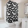 White Drippy Vampire Bats on Black Gothic Shower Curtain