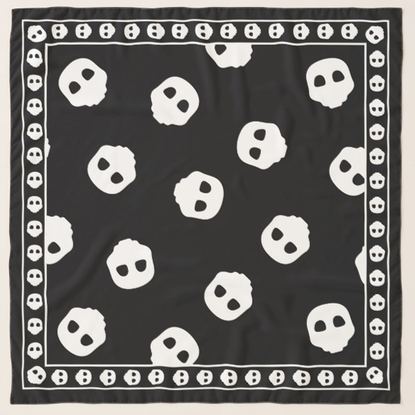 Punky Skater Catacomb Skull Emoji Black Scarf