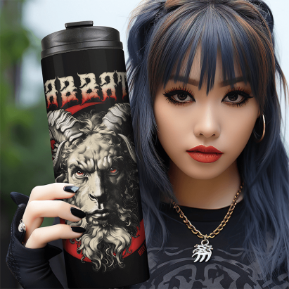Personalised Gothic Sabbath Baphomet Goat Retro Death Metal 70s Thermal Tumbler