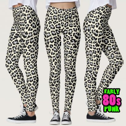 Throwback 80s Punk Snow Leopard Print Leggings