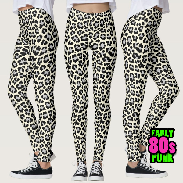 Throwback 80s Punk Snow Leopard Print Leggings