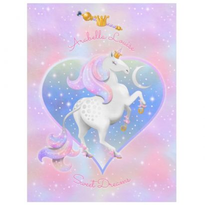 Sweet Dreams Pink Unicorn Princess Fleece Blanket