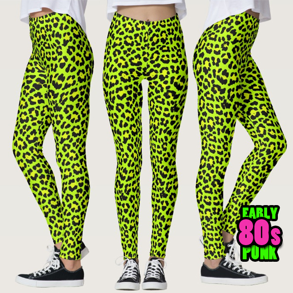 Throwback 80s Lime Green Punk Leopard Print Leggings