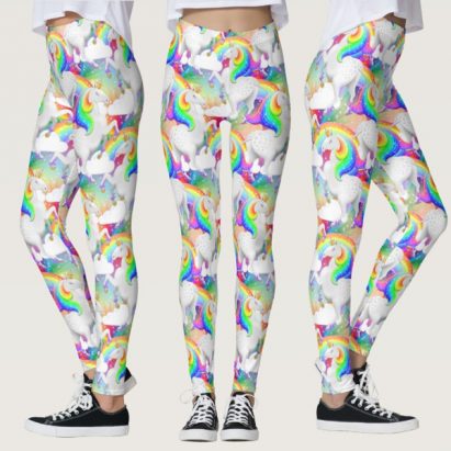 Clouds and Rainbow Starburst Unicorn Leggings