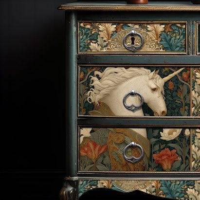 Unicorn William Morris Style Botanical Art Nouveau Tissue Paper