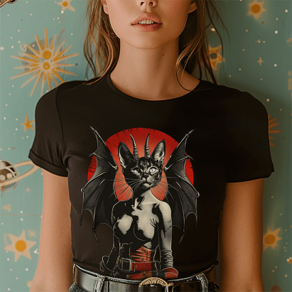 1960s Retro Red Sci-Fi Sexy Female Space Cat Vintage T-Shirt