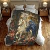 Magical Pegasus White Blue Winged Fantasy Unicorn Fleece Blanket
