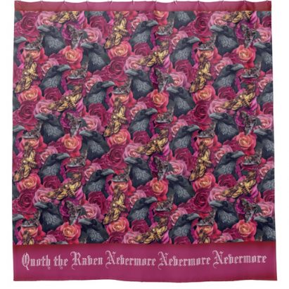 Alternative view of Dusky Raven Evermore Gothic Raven Roses Shower Curtain
