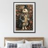 Alice in Wonderland White Rabbit Floral Framed Art